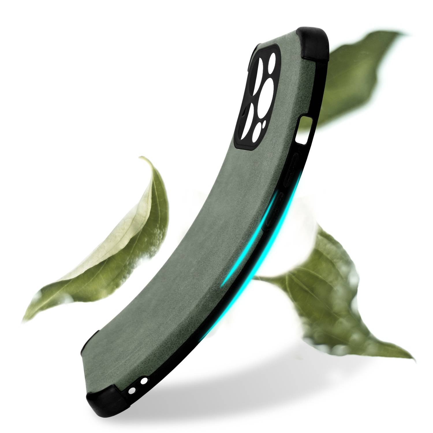 Cadorabo Hülle für Apple iPhone 11 PRO Schutz Hülle in Grün TPU Silikon Etui edle Kunst-Wildleder Rückseite-3