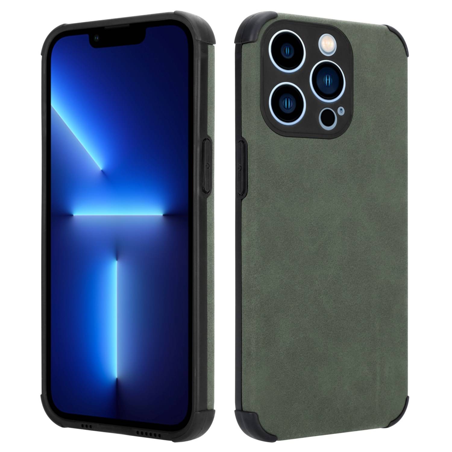 Cadorabo Hülle für Apple iPhone 11 PRO Schutz Hülle in Grün TPU Silikon Etui edle Kunst-Wildleder Rückseite-4