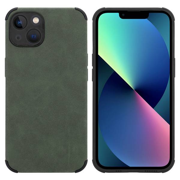 Cadorabo Hülle für Apple iPhone 13 Schutz Hülle in Grün TPU Silikon Etui edle Kunst-Wildleder Rückseite