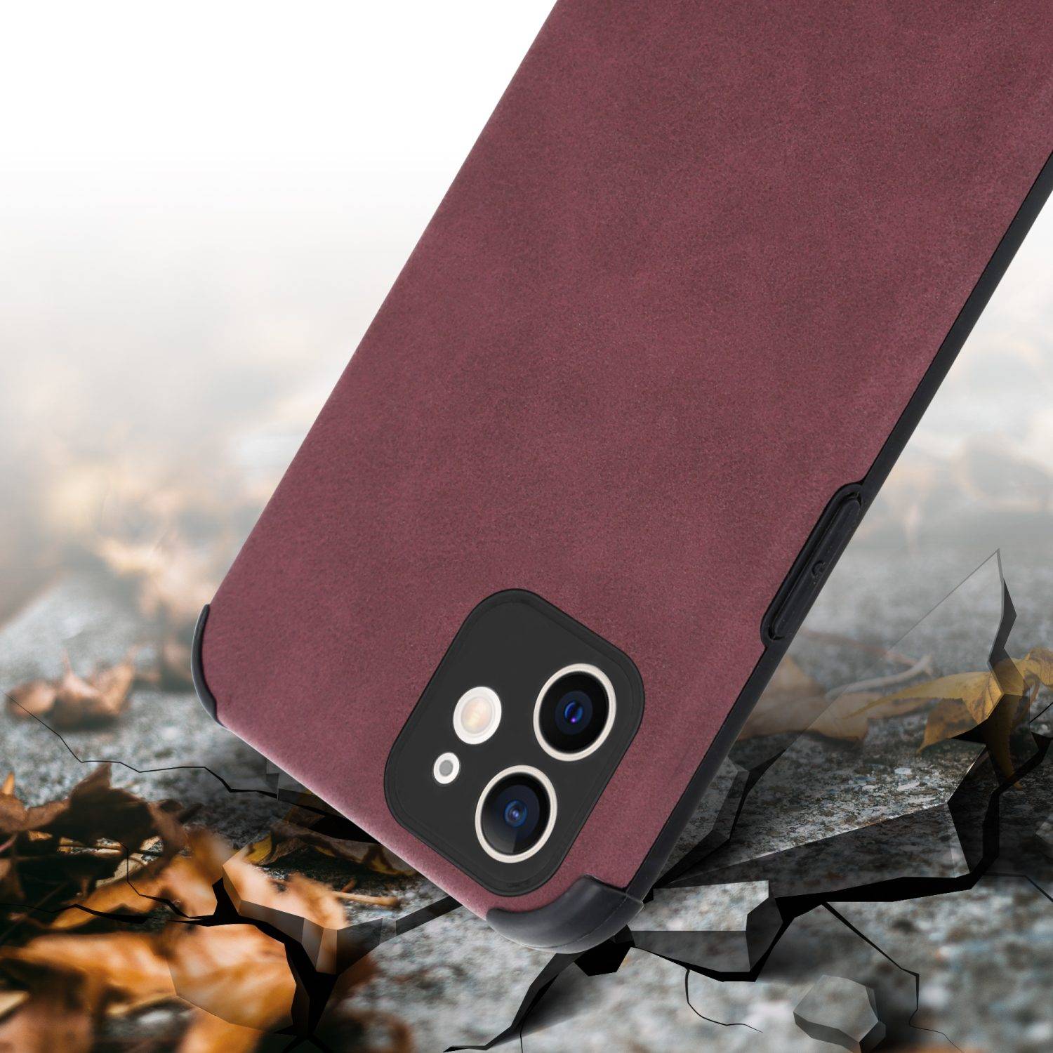 Cadorabo Hülle für Apple iPhone 11 Schutz Hülle in Lila TPU Silikon Etui edle Kunst-Wildleder Rückseite-2