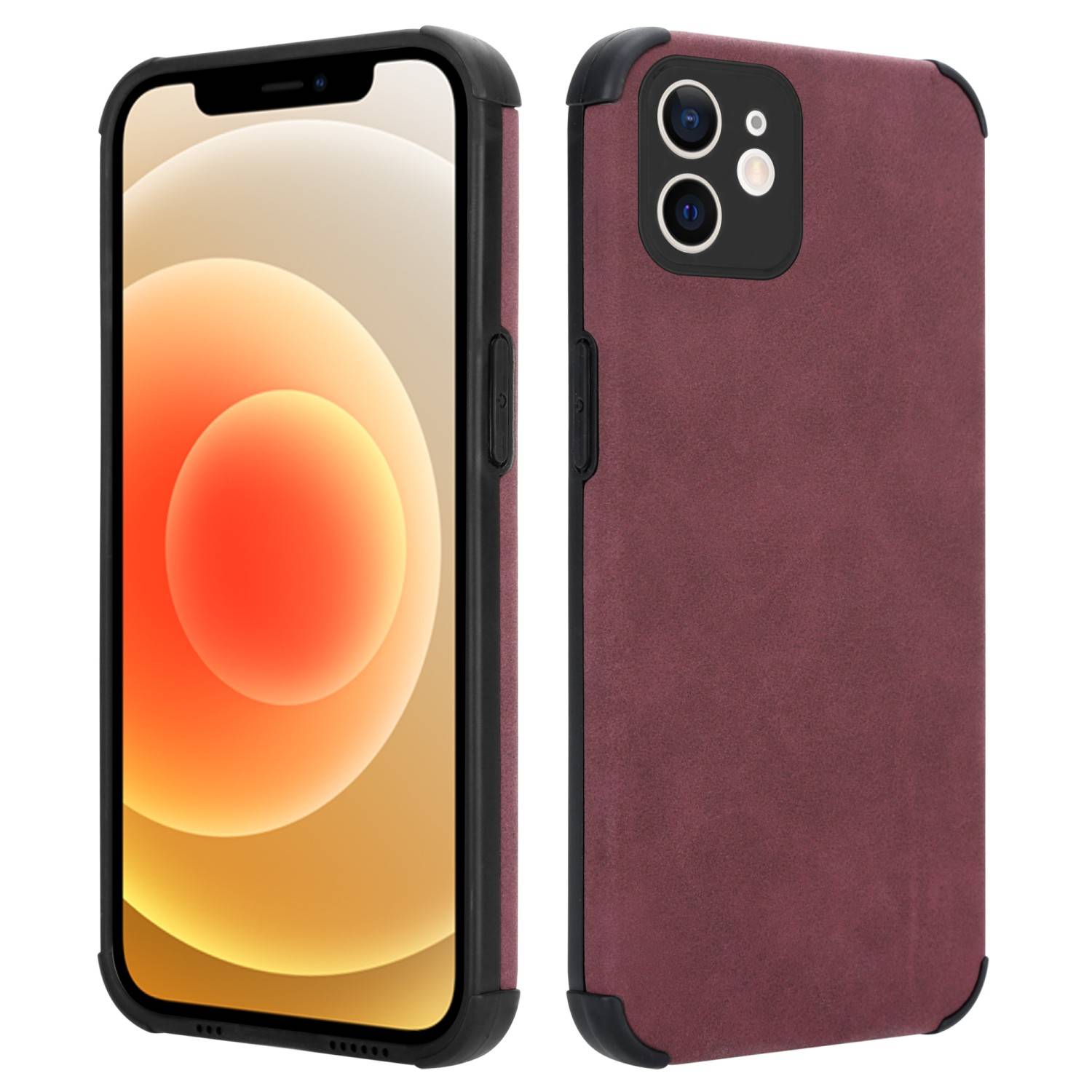 Cadorabo Hülle für Apple iPhone 11 Schutz Hülle in Lila TPU Silikon Etui edle Kunst-Wildleder Rückseite-4