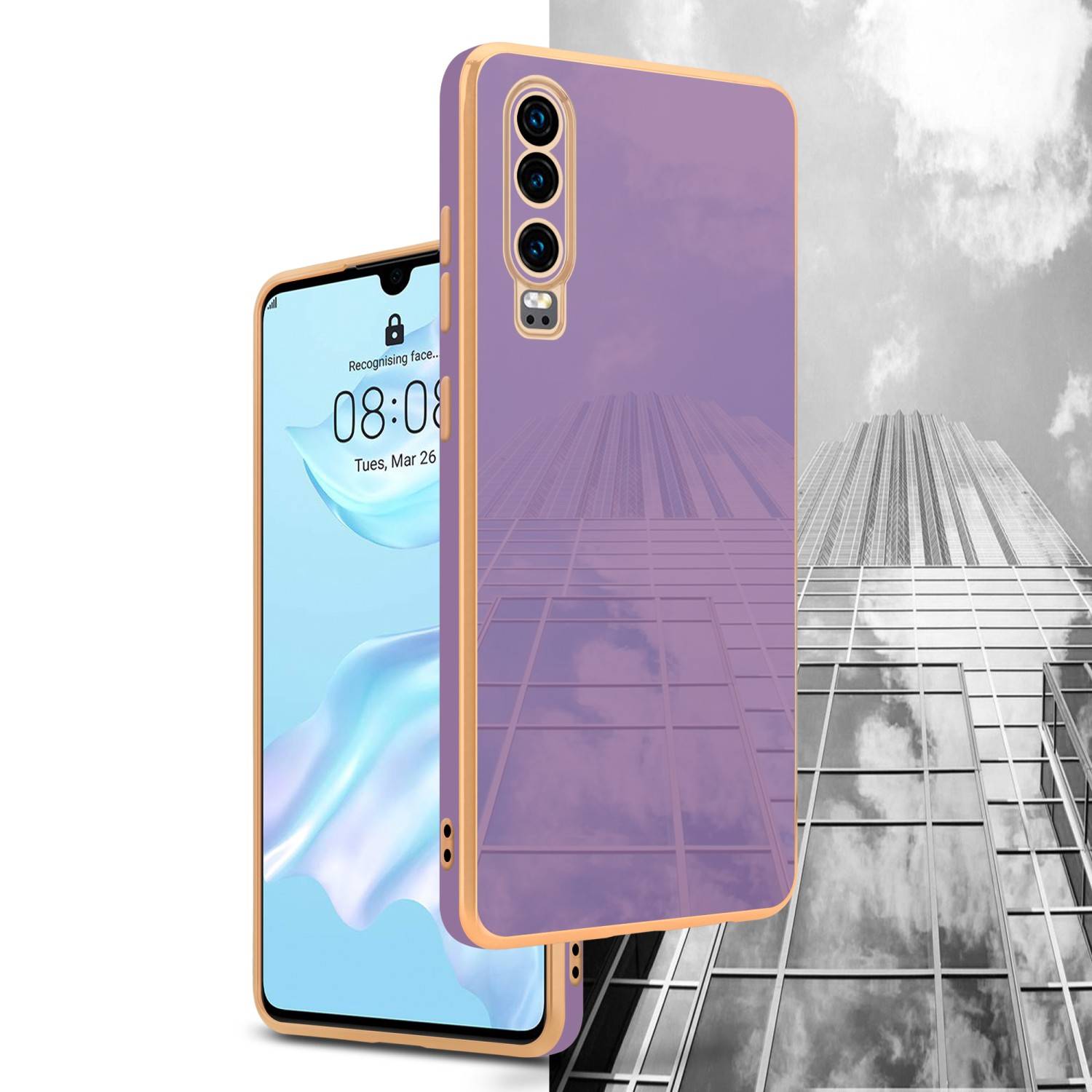 Cadorabo Schutzhülle für Huawei P30 Hülle in Lila Handyhülle TPU Silikon Kameraschutz Etui Case-3