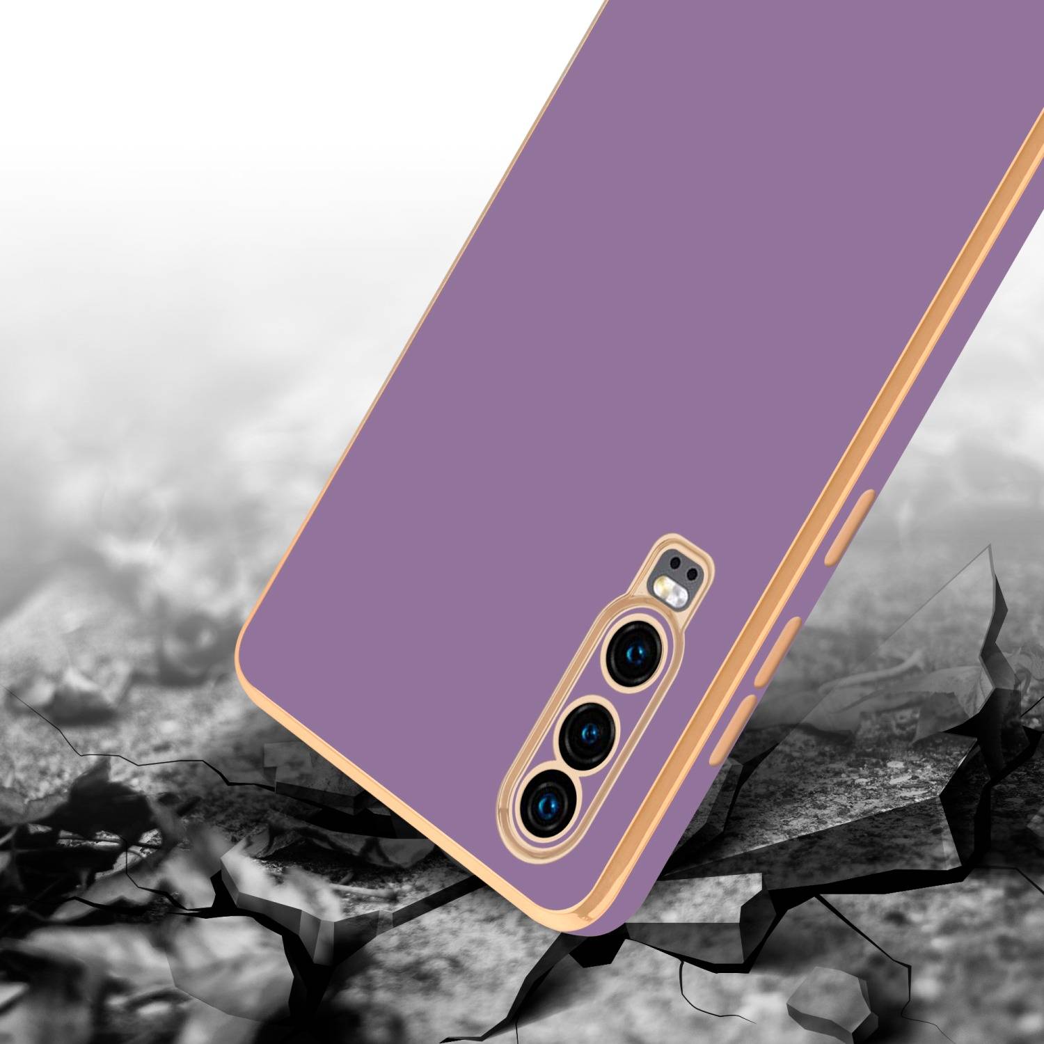 Cadorabo Schutzhülle für Huawei P30 Hülle in Lila Handyhülle TPU Silikon Kameraschutz Etui Case-4