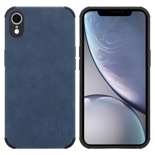 Cadorabo Hülle für Apple iPhone XR Schutz Hülle in Blau TPU Silikon Etui edle Kunst-Wildleder Rückseite