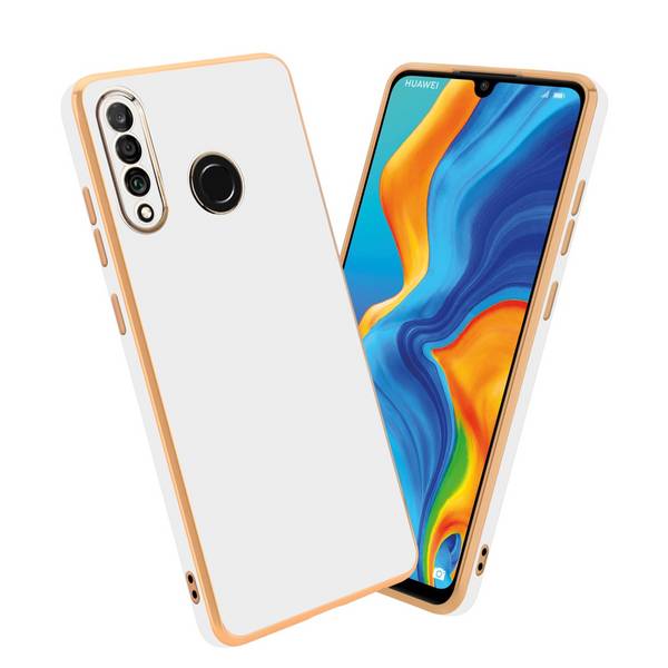 Cadorabo Schutzhülle für Huawei P30 LITE Hülle in Weiß Handyhülle TPU Silikon Kameraschutz Etui Case