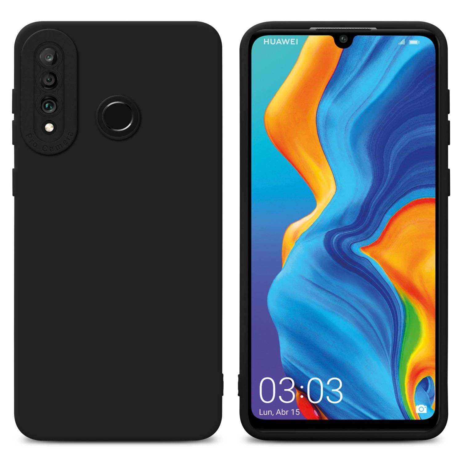 Cadorabo Hülle für Huawei P30 LITE Schutz Hülle in Schwarz TPU Silikon Etui Case Handyhülle-0