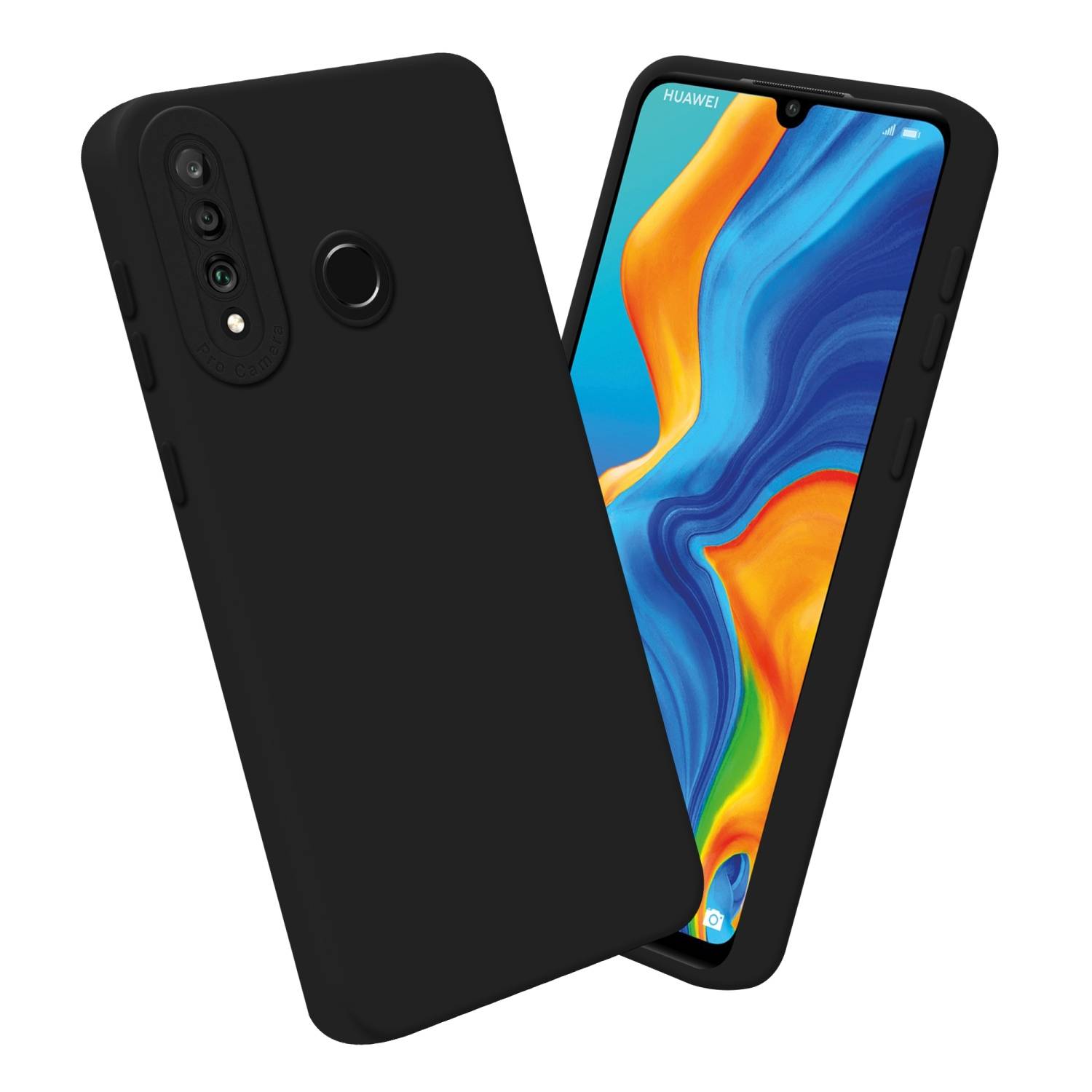 Cadorabo Hülle für Huawei P30 LITE Schutz Hülle in Schwarz TPU Silikon Etui Case Handyhülle-3