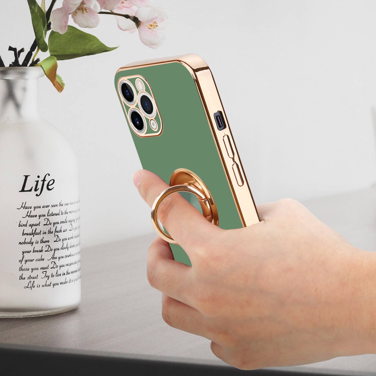 Cadorabo Schutzhülle für Apple iPhone 11 PRO Hülle in Grün Etui Case Cover Kameraschutz magnetische Autohalterung-4