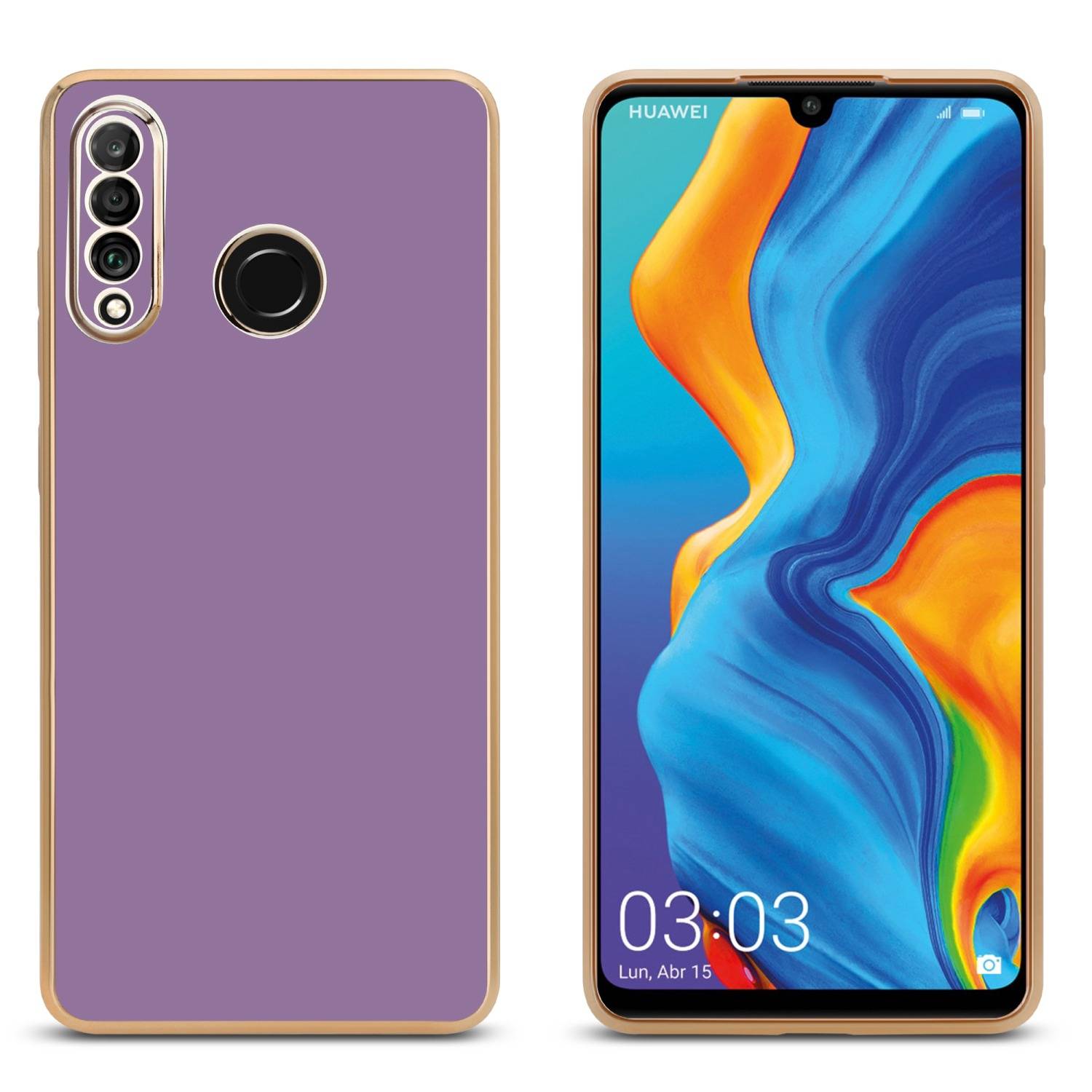 Cadorabo Schutzhülle für Huawei P30 LITE Hülle in Lila Handyhülle TPU Silikon Kameraschutz Etui Case-2