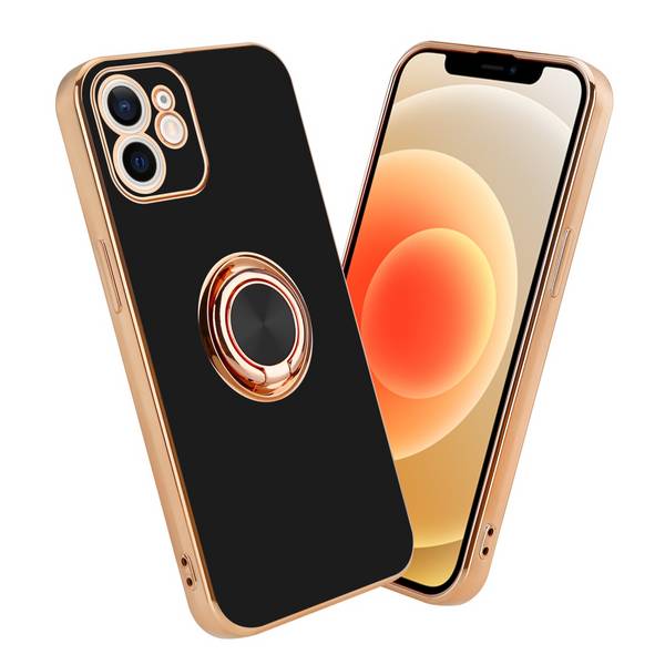Cadorabo Schutzhülle für Apple iPhone 12 Hülle in Schwarz Etui Case Cover Kameraschutz magnetische Autohalterung