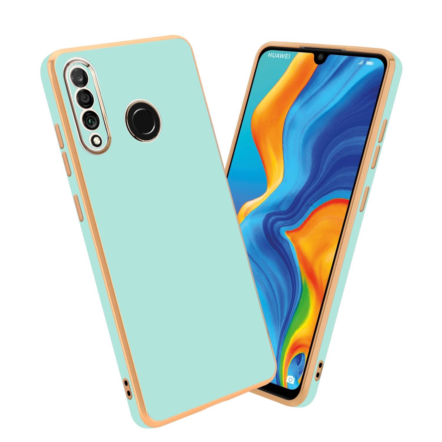 Cadorabo Schutzhülle für Huawei P30 LITE Hülle in Grün Handyhülle TPU Silikon Kameraschutz Etui Case-0