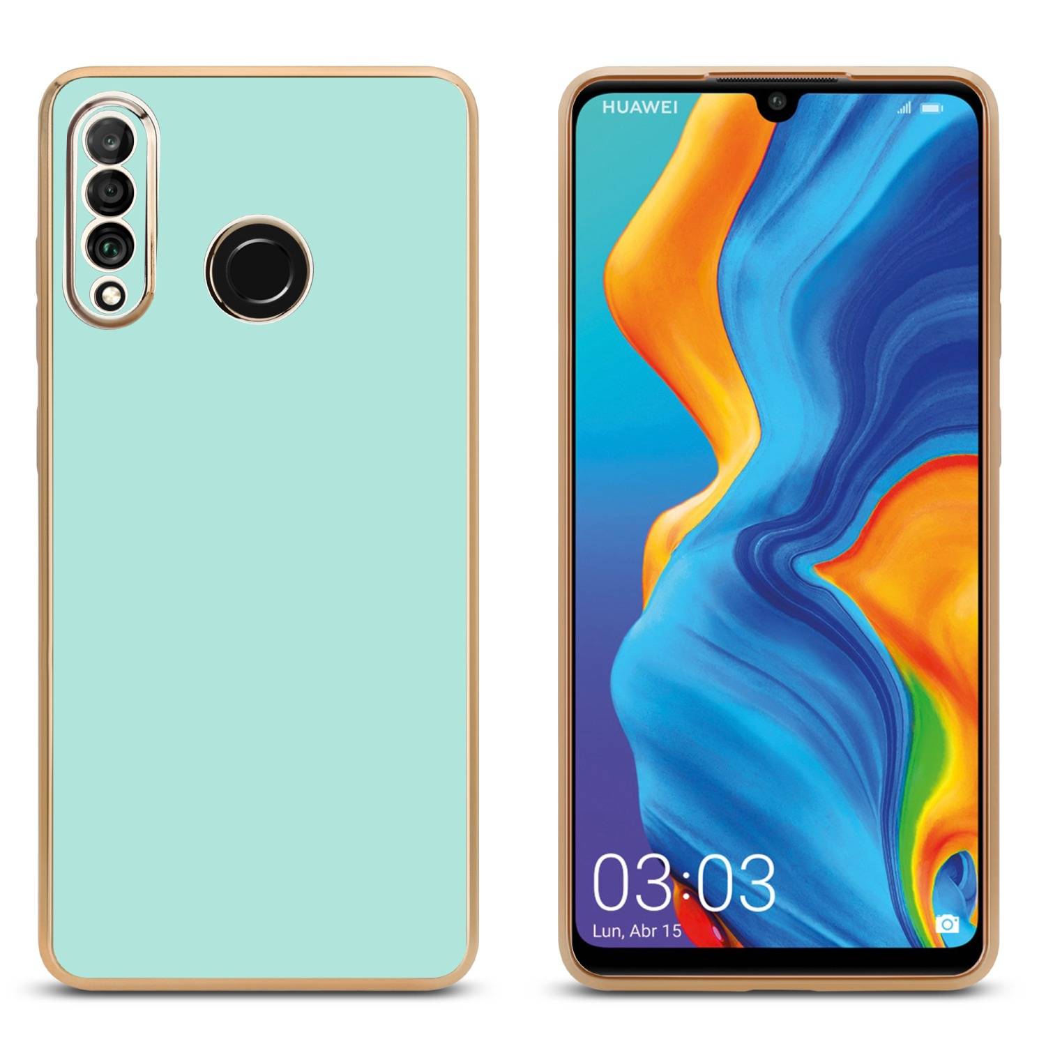 Cadorabo Schutzhülle für Huawei P30 LITE Hülle in Grün Handyhülle TPU Silikon Kameraschutz Etui Case-2