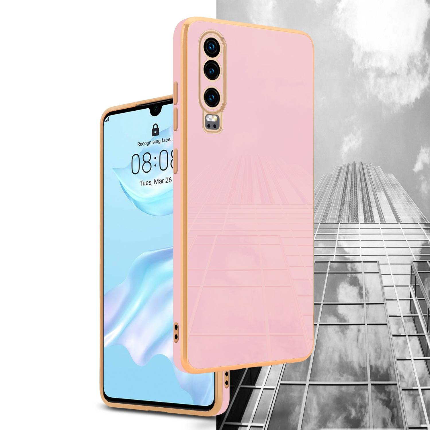Cadorabo Schutzhülle für Huawei P30 Hülle in Rosa Handyhülle TPU Silikon Kameraschutz Etui Case-3