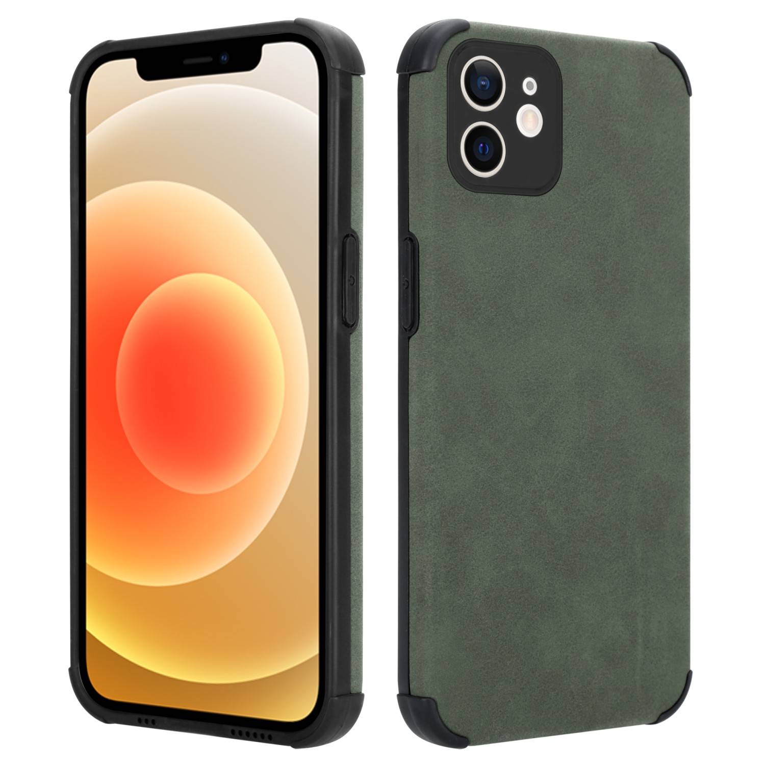 Cadorabo Hülle für Apple iPhone 11 Schutz Hülle in Grün TPU Silikon Etui edle Kunst-Wildleder Rückseite-4