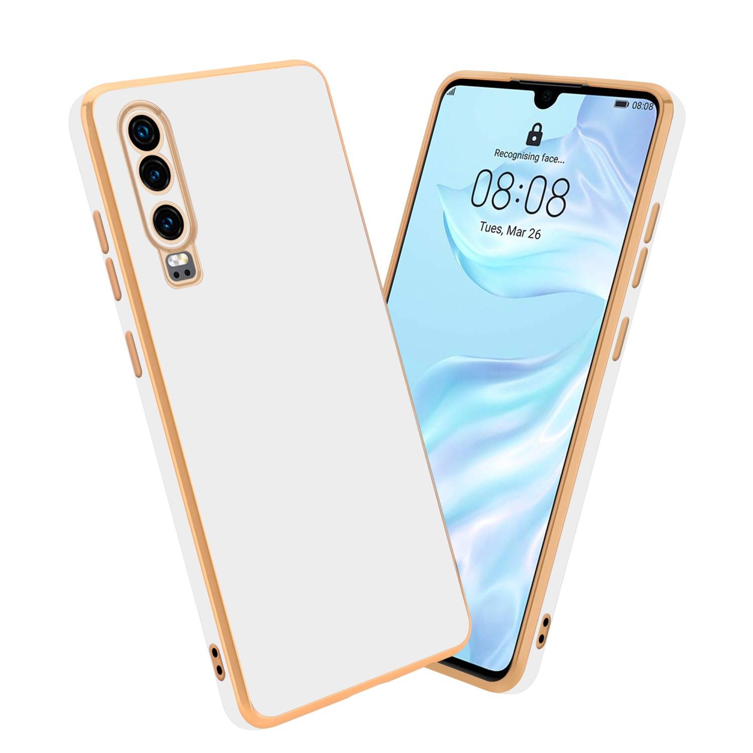 Cadorabo Schutzhülle für Huawei P30 Hülle in Weiß Handyhülle TPU Silikon Kameraschutz Etui Case-0