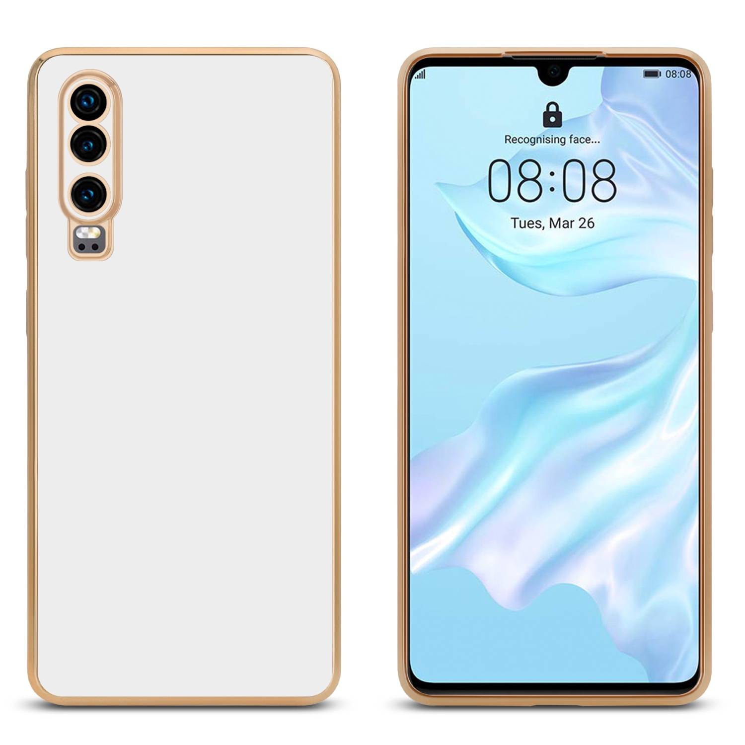 Cadorabo Schutzhülle für Huawei P30 Hülle in Weiß Handyhülle TPU Silikon Kameraschutz Etui Case-2