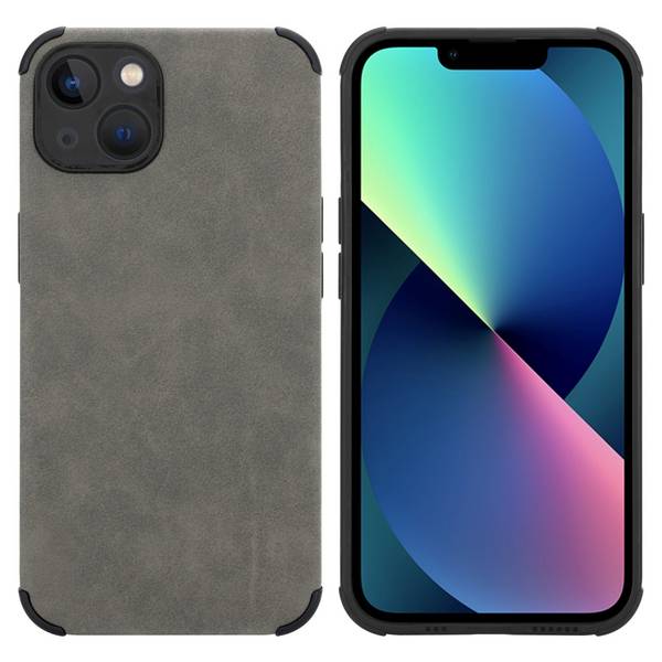 Cadorabo Hülle für Apple iPhone 13 Schutz Hülle in Grau TPU Silikon Etui edle Kunst-Wildleder Rückseite