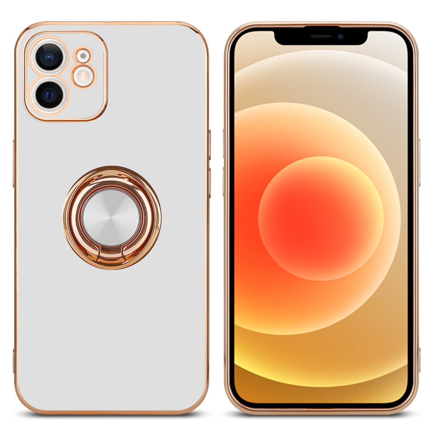 Cadorabo Schutzhülle für Apple iPhone 11 Hülle in Weiß Etui Case Cover Kameraschutz magnetische Autohalterung-2
