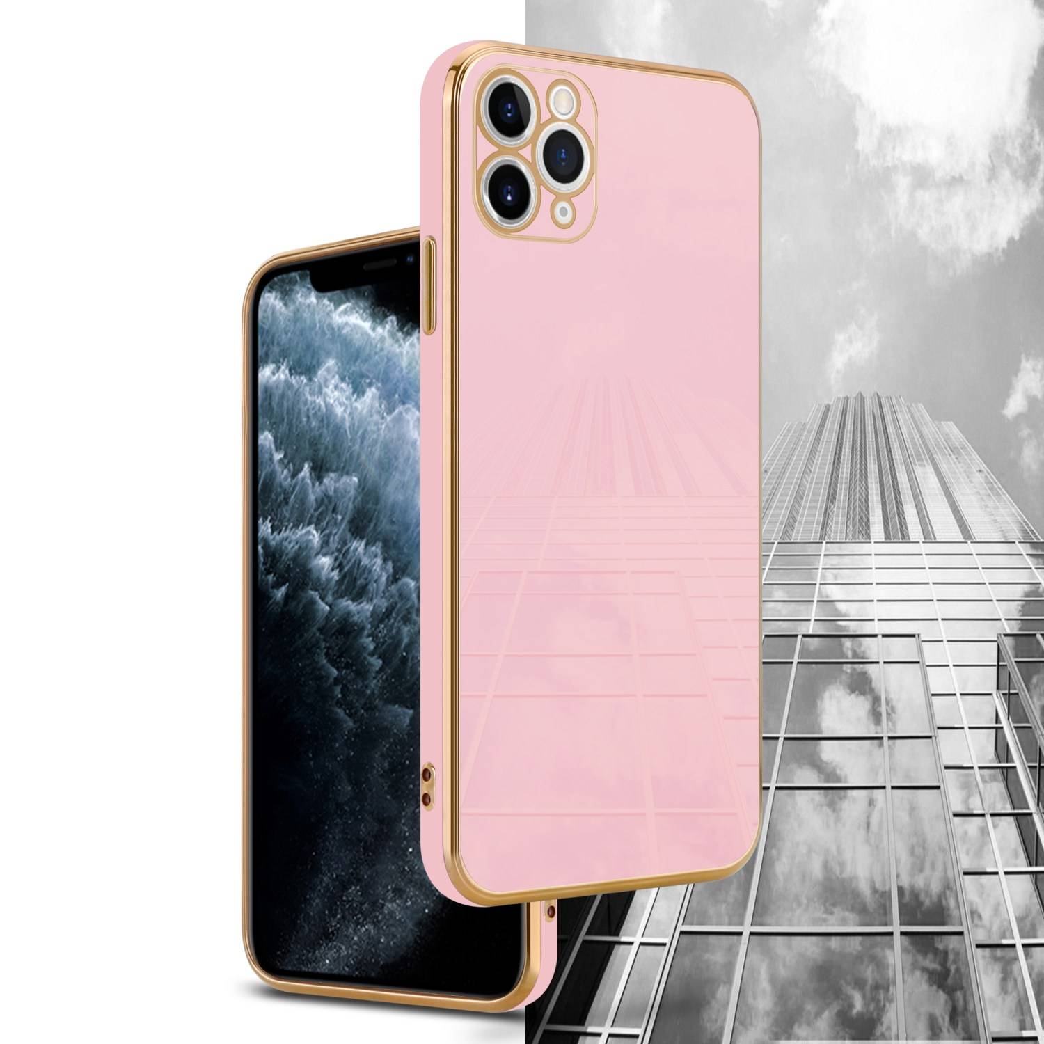 Cadorabo Schutzhülle für Apple iPhone 11 PRO MAX Hülle in Rosa Handyhülle TPU Silikon Kameraschutz Etui Case-3
