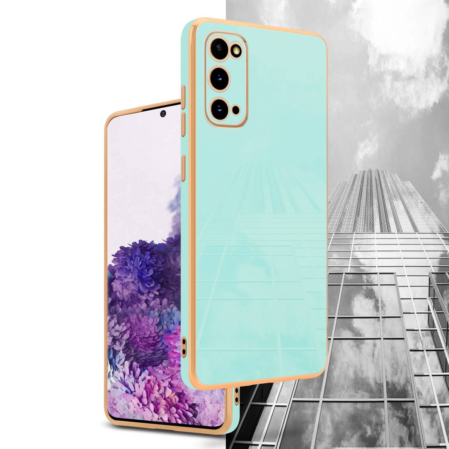 Cadorabo Schutzhülle für Samsung Galaxy S20 Hülle in Grün Handyhülle TPU Silikon Kameraschutz Etui Case-3