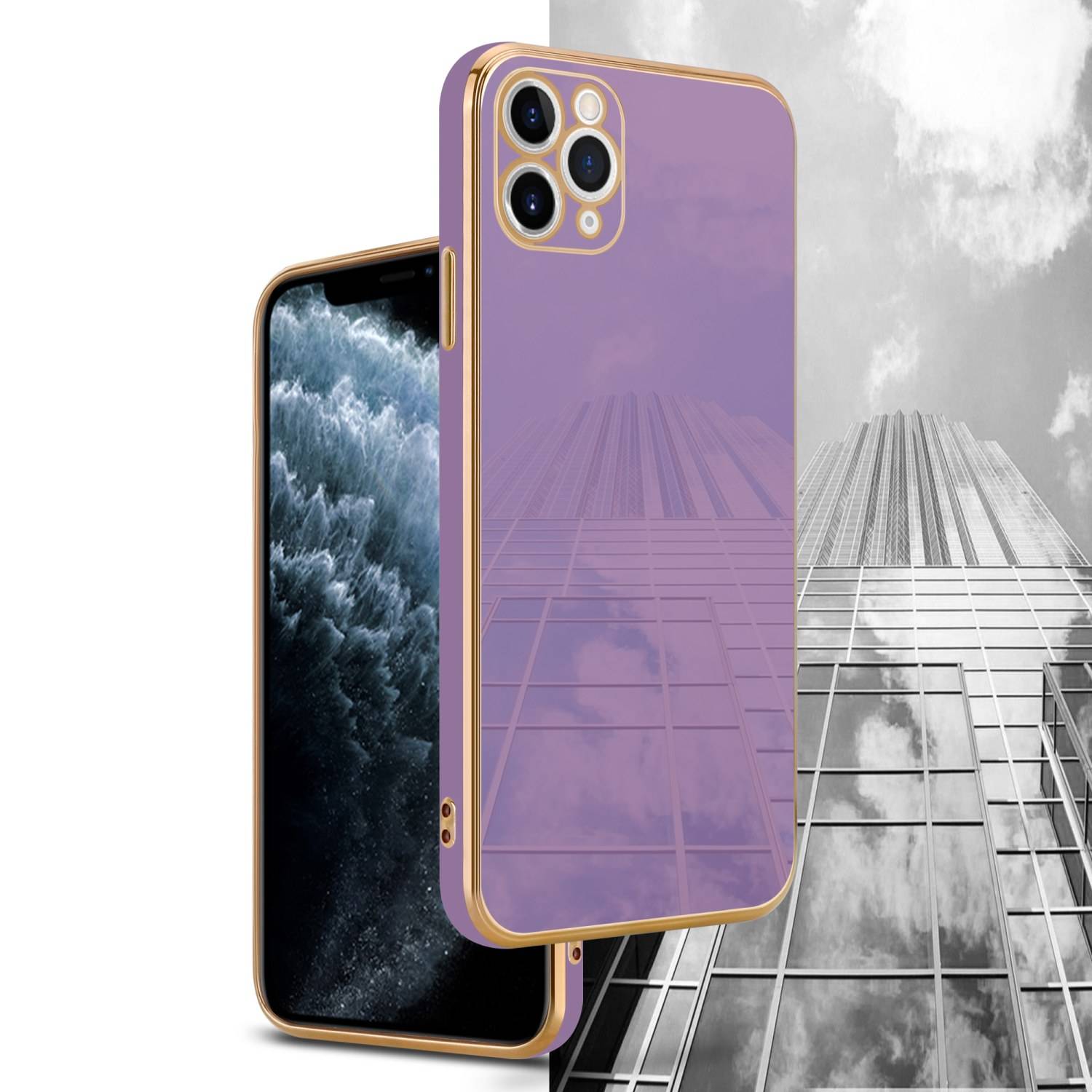 Cadorabo Schutzhülle für Apple iPhone 13 PRO Hülle in Lila Handyhülle TPU Silikon Kameraschutz Etui Case-3