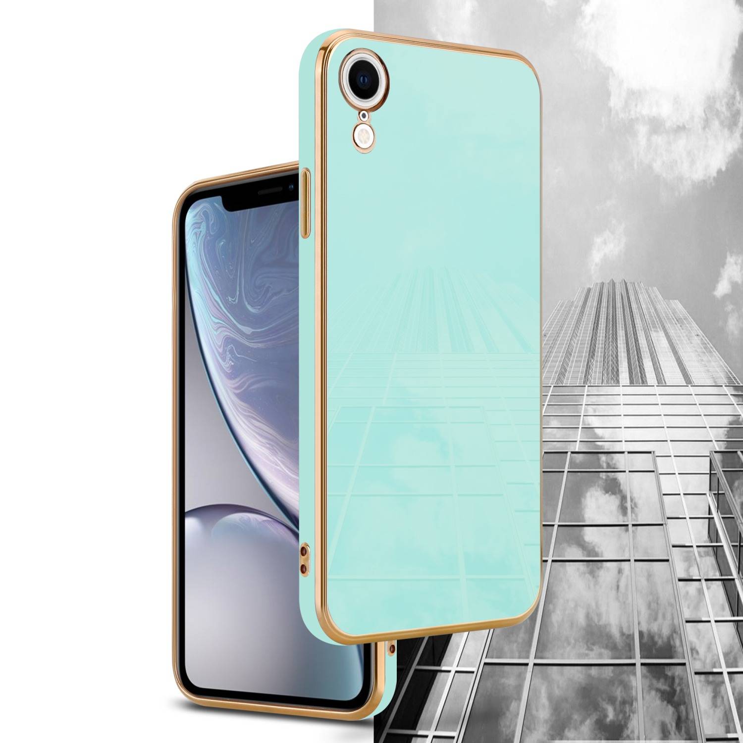 Cadorabo Schutzhülle für Apple iPhone XR Hülle in Grün Handyhülle TPU Silikon Kameraschutz Etui Case-3