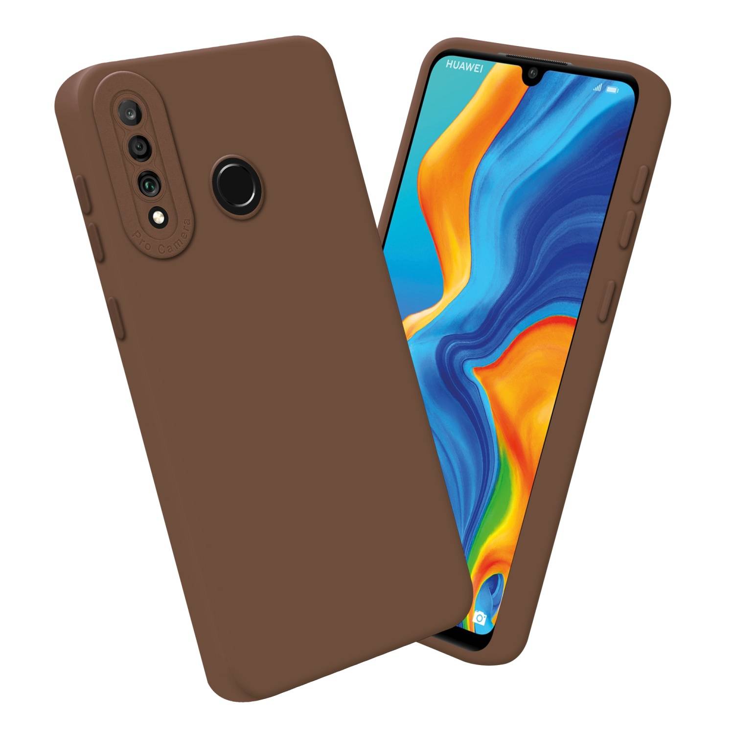 Cadorabo Hülle für Huawei P30 LITE Schutz Hülle in Braun TPU Silikon Etui Case Handyhülle-3