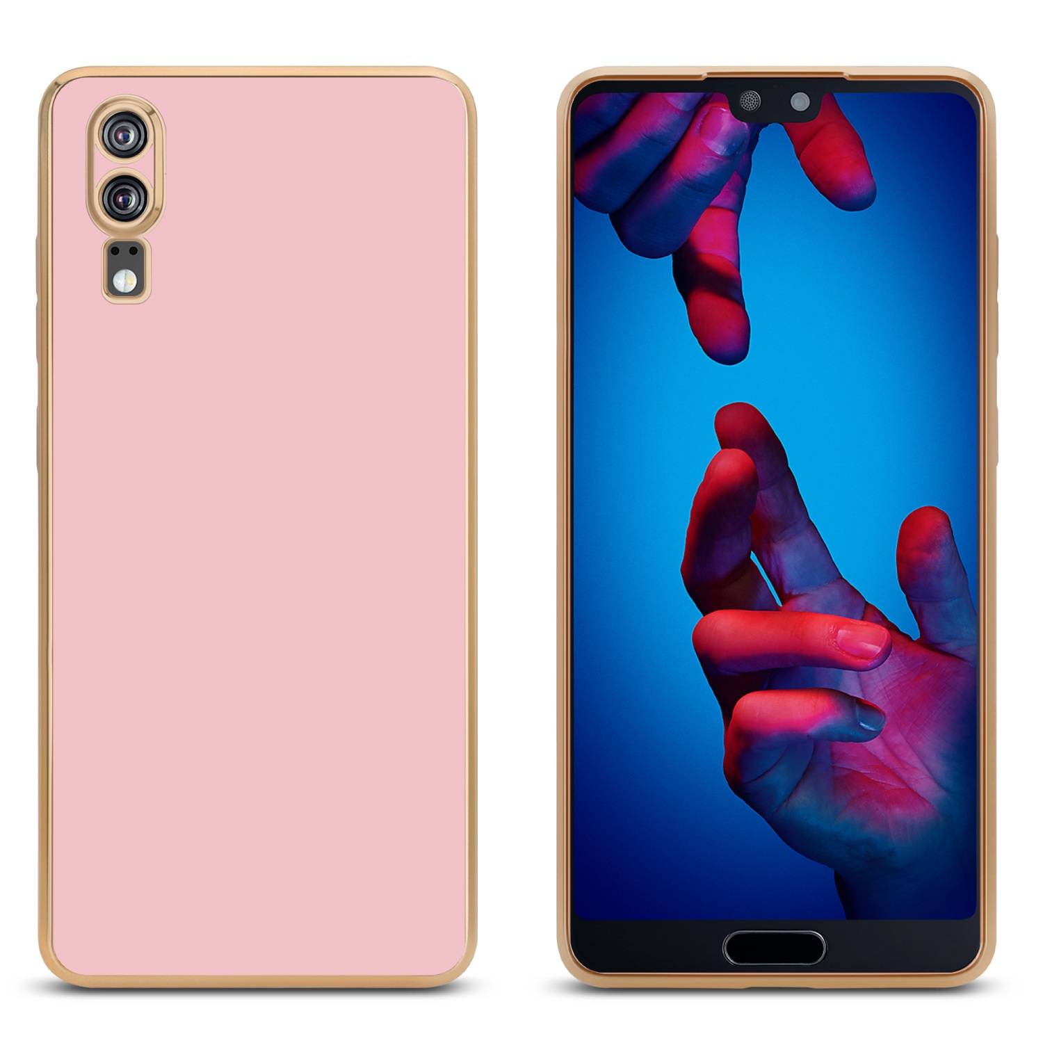 Cadorabo Schutzhülle für Huawei P20 Hülle in Rosa Handyhülle TPU Silikon Kameraschutz Etui Case-1