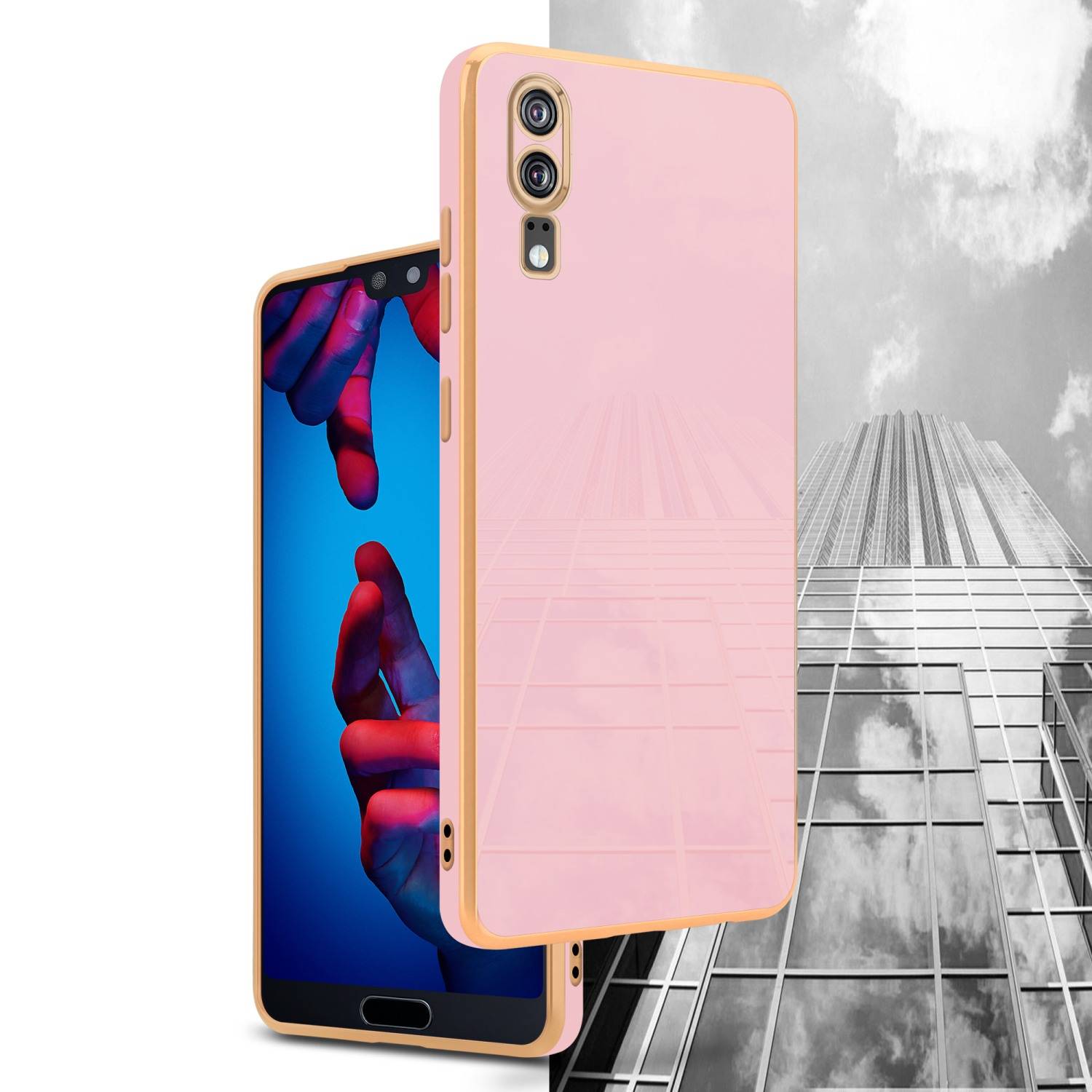 Cadorabo Schutzhülle für Huawei P20 Hülle in Rosa Handyhülle TPU Silikon Kameraschutz Etui Case-2