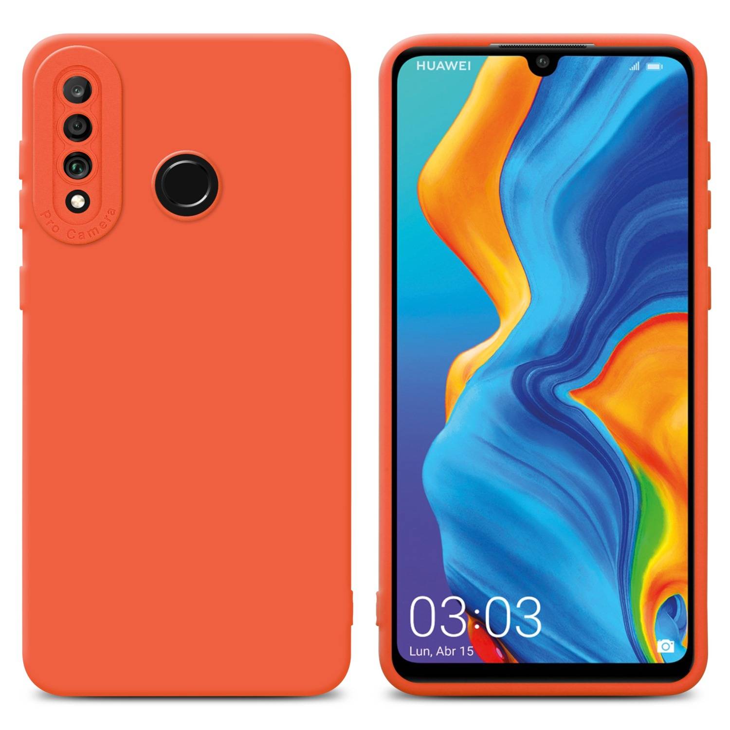 Cadorabo Hülle für Huawei P30 LITE Schutz Hülle in Orange TPU Silikon Etui Case Handyhülle-0