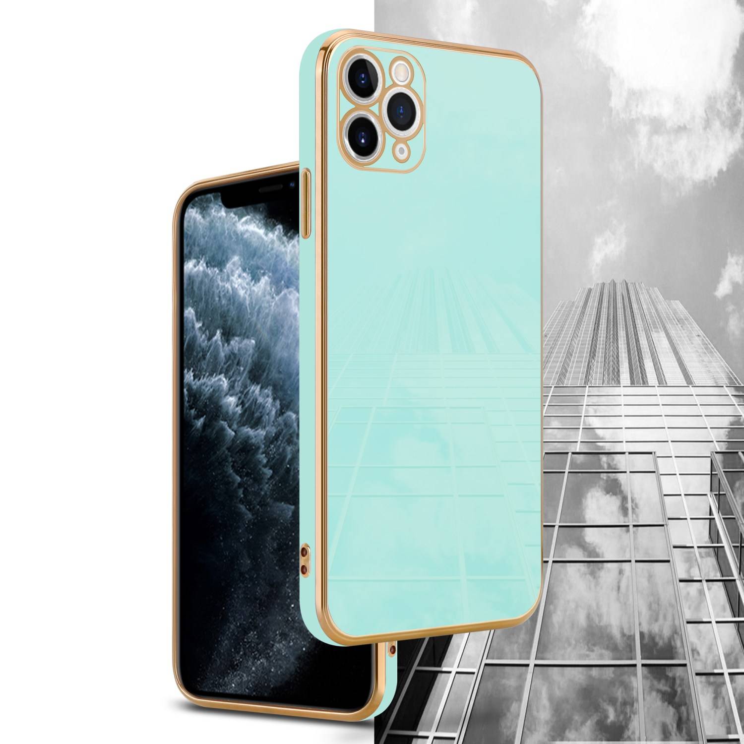 Cadorabo Schutzhülle für Apple iPhone 11 PRO MAX Hülle in Grün Handyhülle TPU Silikon Kameraschutz Etui Case-3