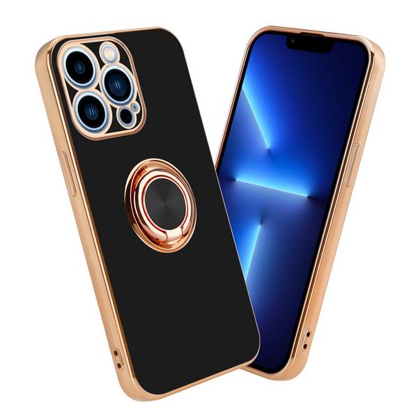 Cadorabo Schutzhülle für Apple iPhone 13 PRO MAX Hülle in Schwarz Etui Case Cover Kameraschutz magnetische Autohalterung