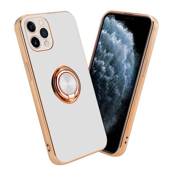 Cadorabo Schutzhülle für Apple iPhone 11 PRO MAX Hülle in Weiß Etui Case Cover Kameraschutz magnetische Autohalterung