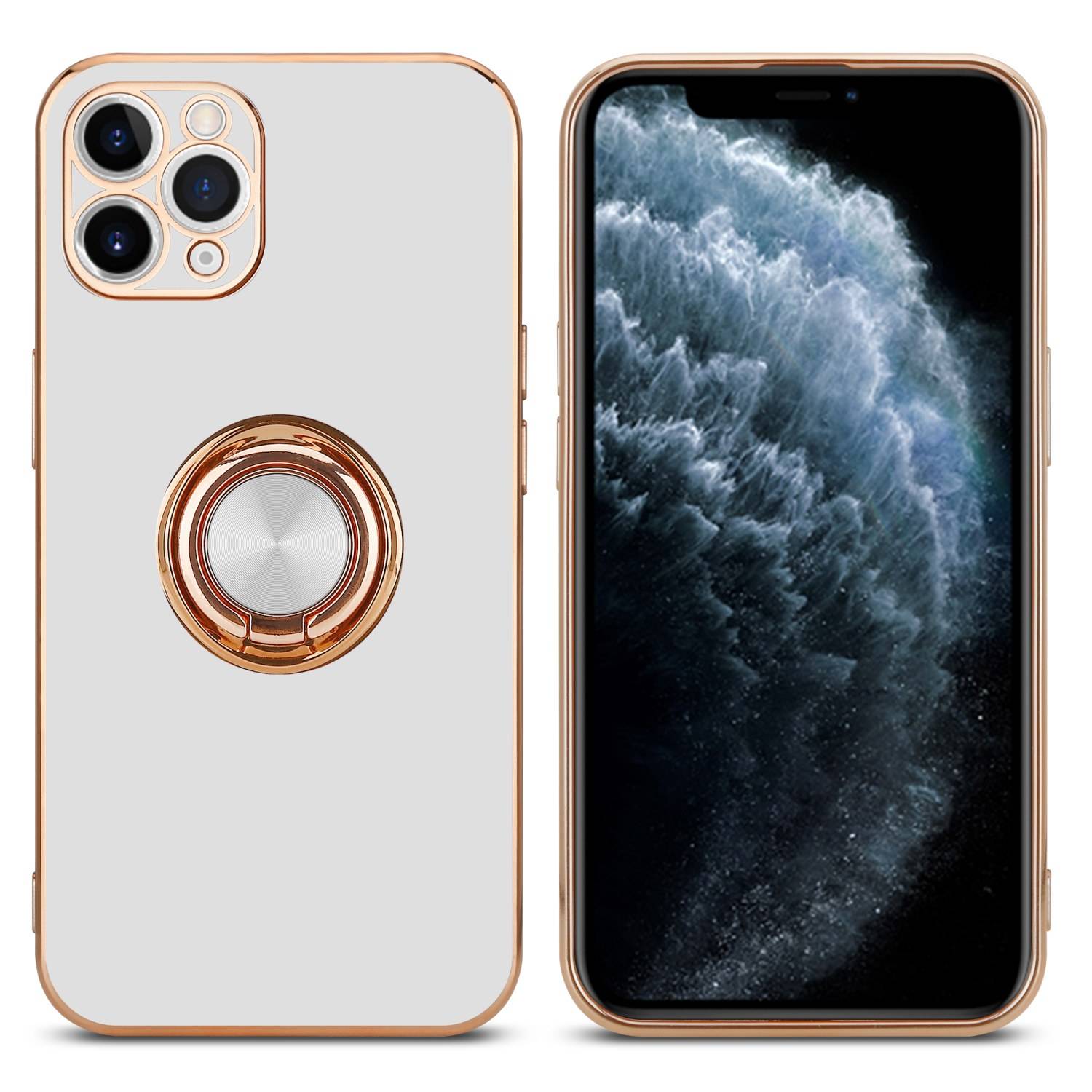 Cadorabo Schutzhülle für Apple iPhone 11 PRO MAX Hülle in Weiß Etui Case Cover Kameraschutz magnetische Autohalterung-2