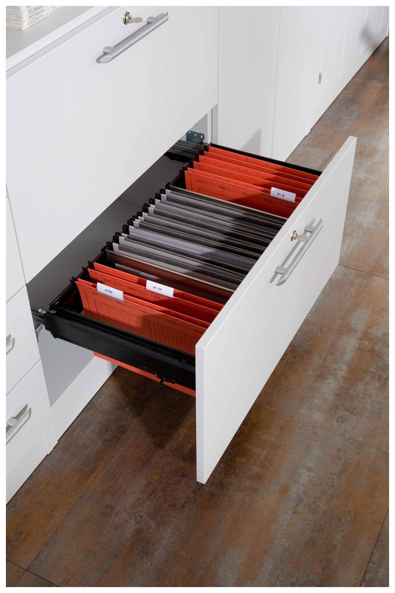 Hammerbacher Hängeregistratur-Schrank Highline, 2 Auszüge, 3 Ordnerhöhen, 80 x 42 x 200,4 cm, weiß-3