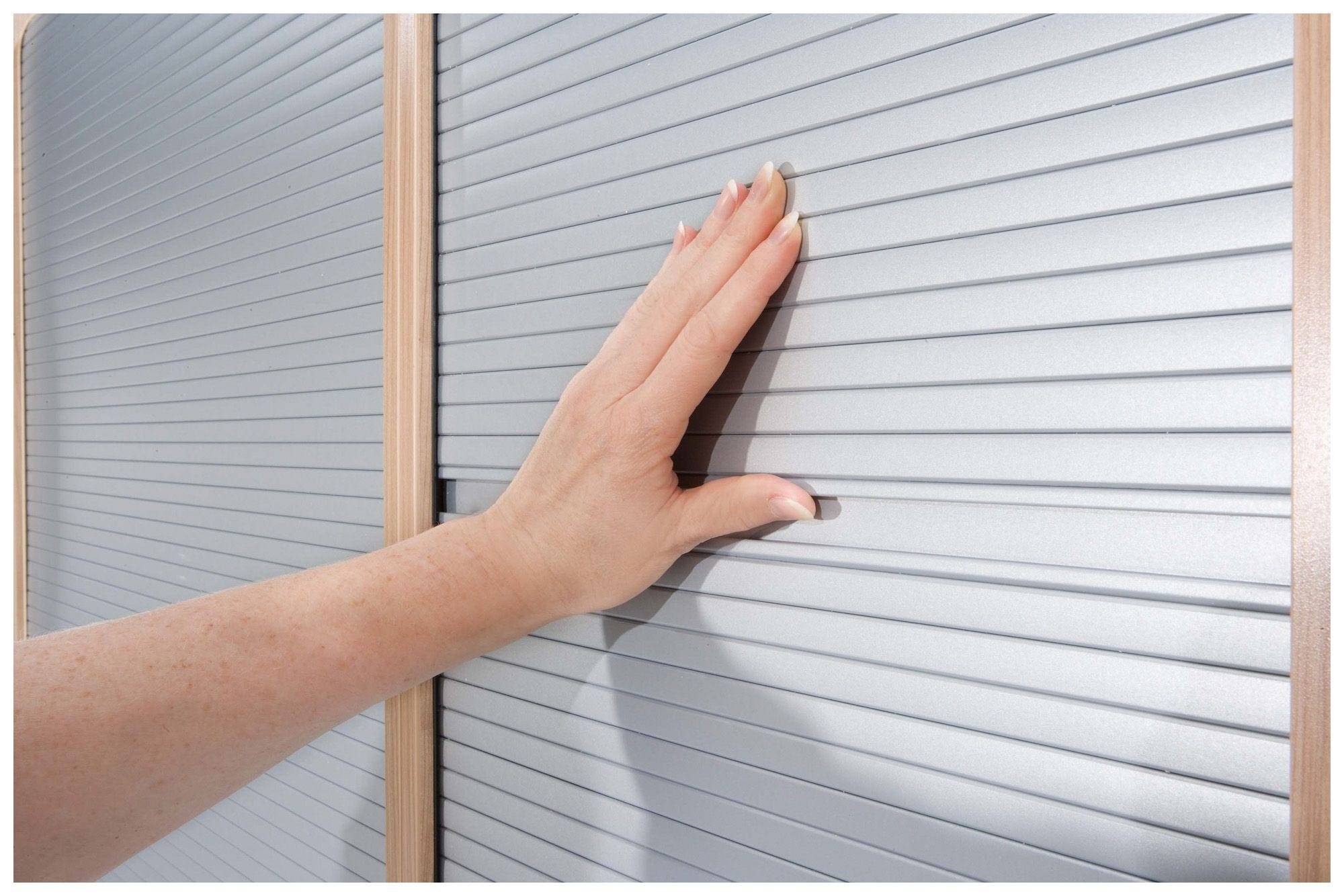 Hammerbacher Rollladenschrank Highline, 5 Ordnerhöhen, 50 x 40 x 200,4 cm, grau/silber-4