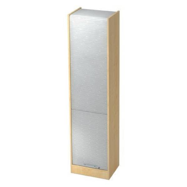 Hammerbacher Rollladenschrank Highline, 5 Ordnerhöhen, 50 x 40 x 200,4 cm, ahorn/silber