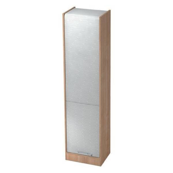 Hammerbacher Rollladenschrank Highline, 5 Ordnerhöhen, 50 x 40 x 200,4 cm, nussbaum/silber
