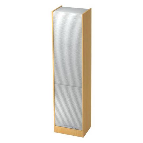 Hammerbacher Rollladenschrank Highline, 5 Ordnerhöhen, 50 x 40 x 200,4 cm, buche/silber