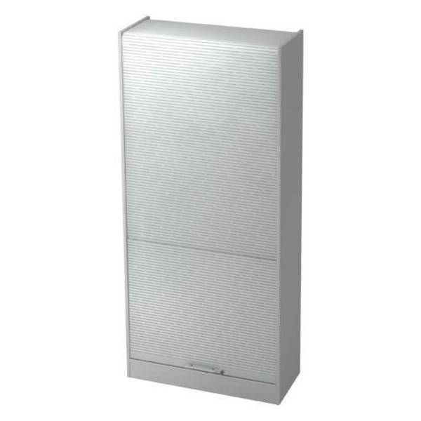 Hammerbacher Rollladenschrank Highline, 5 Ordnerhöhen, 90 x 40 x 200,4 cm, grau/silber