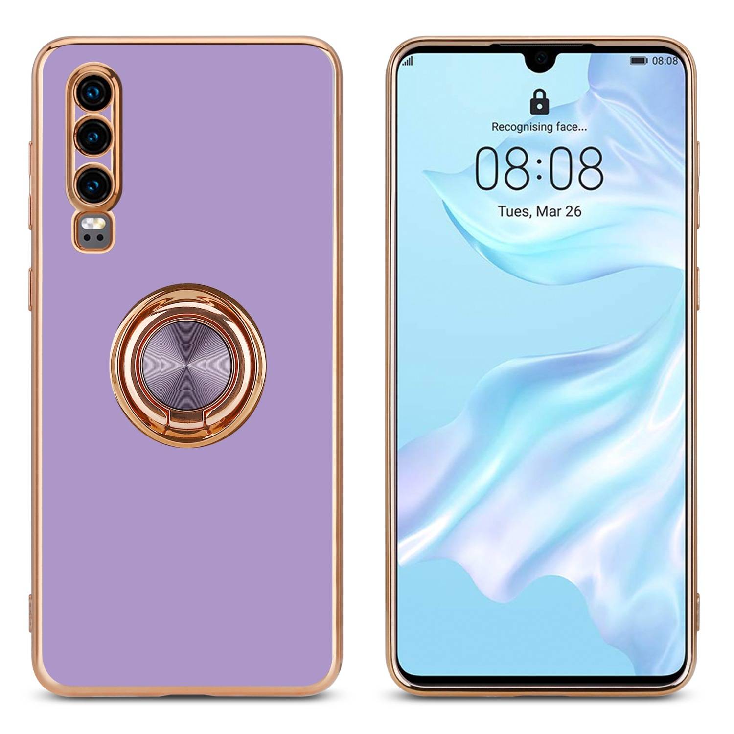 Cadorabo Schutzhülle für Huawei P30 Hülle in Lila Etui Case Cover Kameraschutz magnetische Autohalterung-2