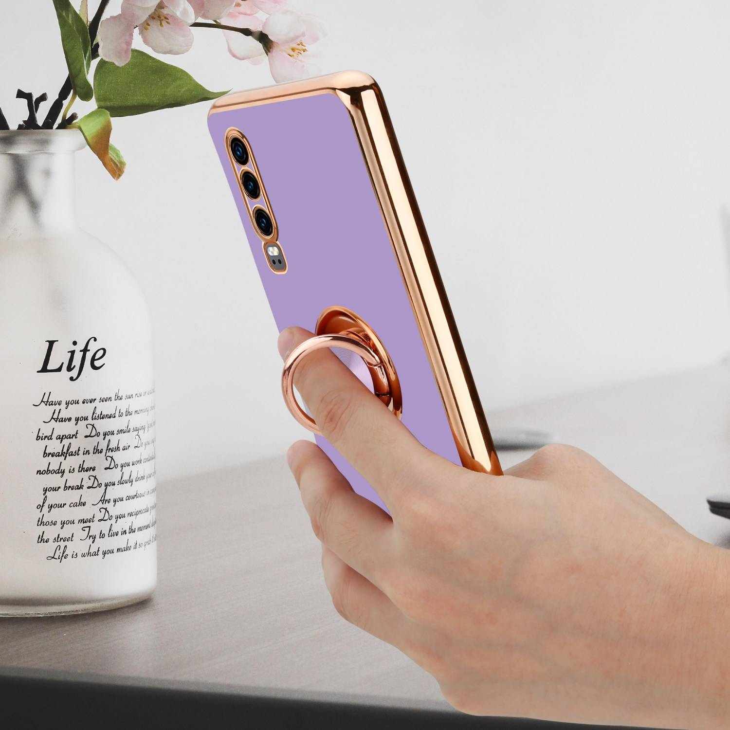 Cadorabo Schutzhülle für Huawei P30 Hülle in Lila Etui Case Cover Kameraschutz magnetische Autohalterung-4