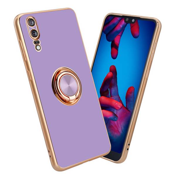 Cadorabo Schutzhülle für Huawei P20 Hülle in Lila Etui Case Cover Kameraschutz magnetische Autohalterung