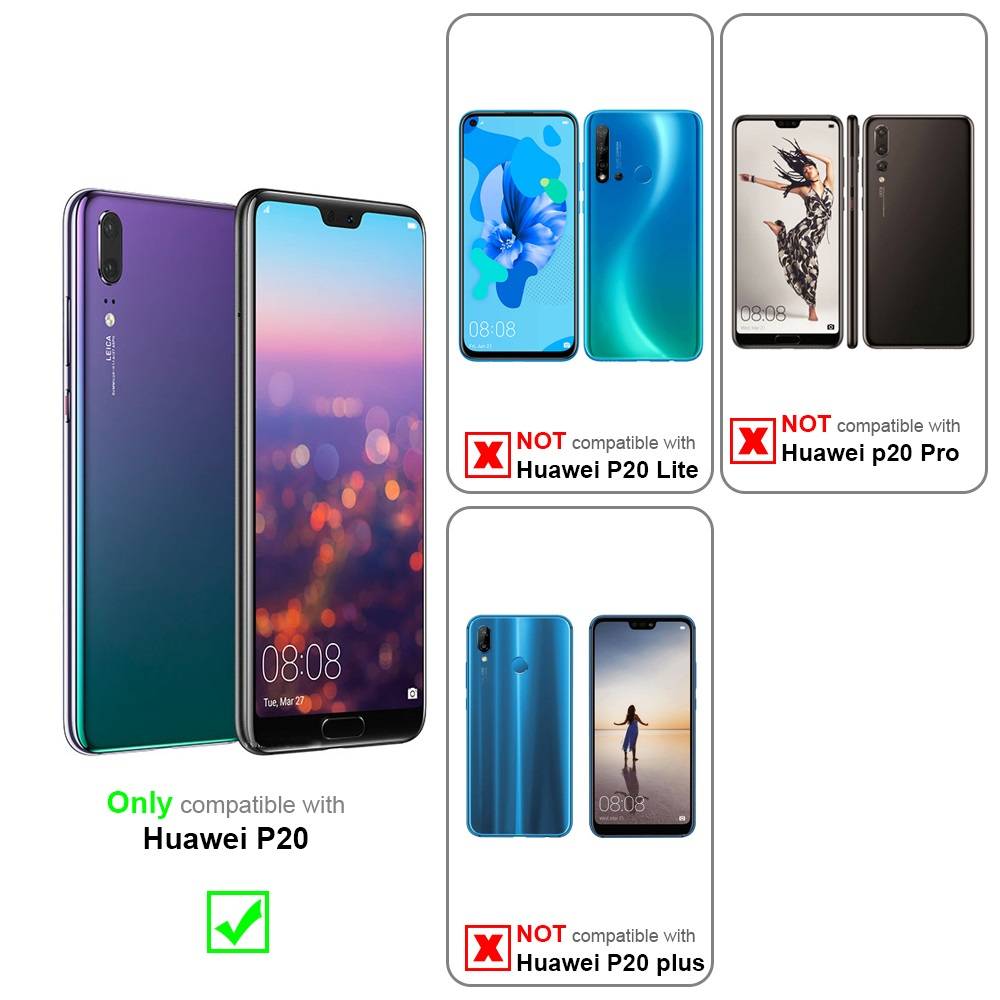 Cadorabo Handykette für Huawei P20 in Schwarz - Handy Schutz Hülle Necklace mit Verstellbaren Band Kordel zum Umhängen-1
