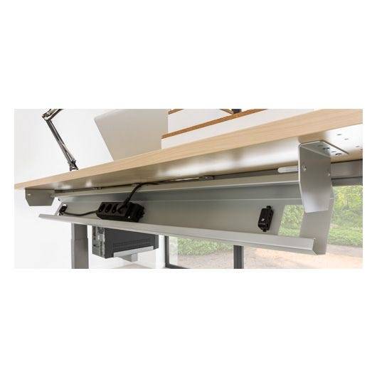 Hammerbacher Kabelwanne horizontal, beidseitig abklappbar, für 180/200cm - Schreibtische, silber-4