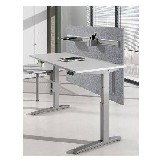 Hammerbacher Akustik-Knieraumblende mit Halterung, für 160 cm Tische, grau-meliert-1