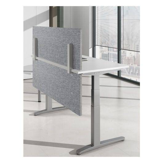 Hammerbacher Akustik-Knieraumblende mit Halterung, für 160 cm Tische, grau-meliert-2