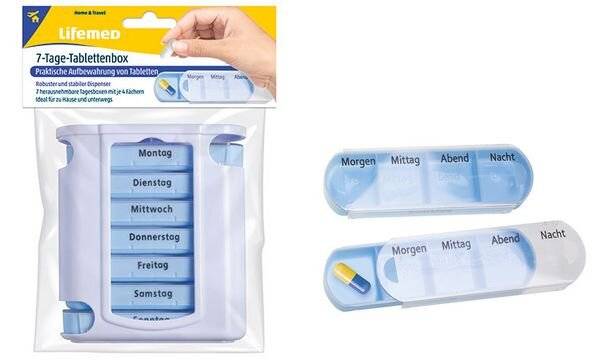 Lifemed 7-Tage-Tablettenbox, Kunststoff, weiß / blau-1
