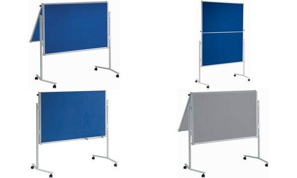Maul Moderationstafel MAULpro (B x H) 120 cm x 150 cm Textil Blau Inkl. Ablageschale, Inkl. Rollen, Inkl. Blockhalter, b-4