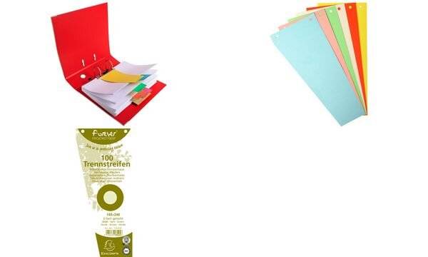 Packung mit 100 Trennstreifen, gelocht, trapezförmig aus Recycling-Papier 180g/qm, 105x240mm - Forever-2